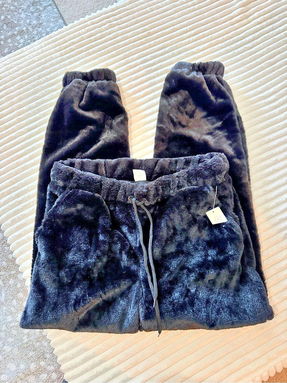 No Boundaries Plush Faux Fur Jogger Pants Black